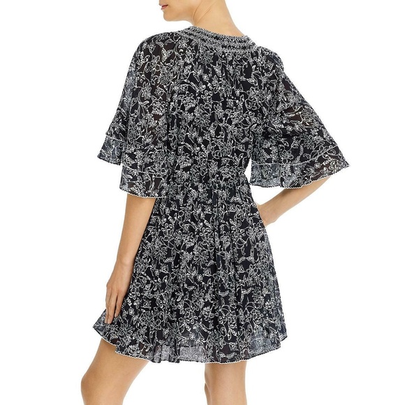 NWT PARKER Lindsay Dress Smocked Floral Fit & Flare Black Aurora XS NEW+TAG $298 - Picture 2 of 6